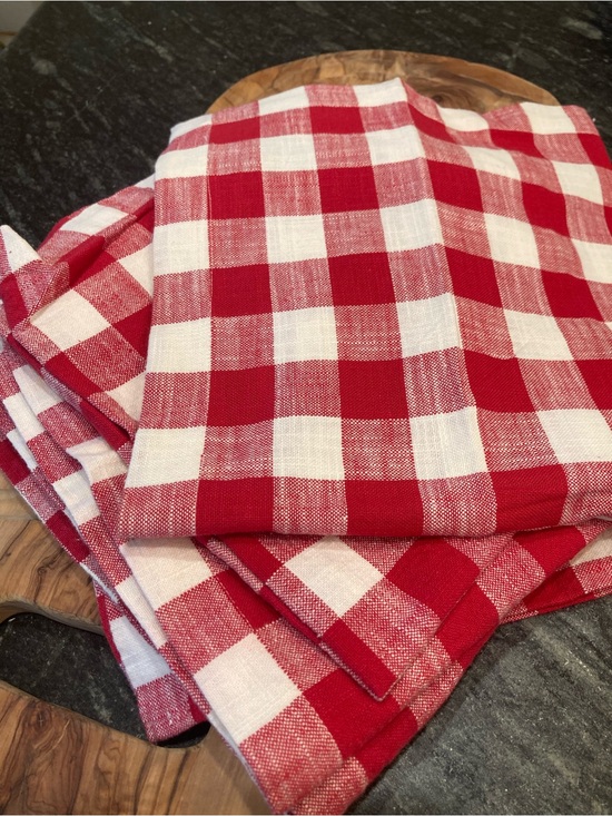 Pottery Barn Other - Pottery Barn Baxter Gingham Cotton Napkins Set 5 Red White Picnic